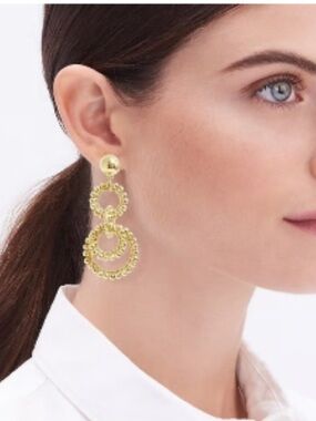J. Crew Gold Textured Triple Hoop Drop Earrings